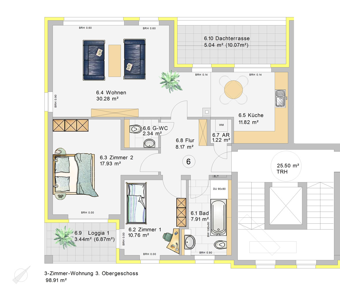 3-Zimmer-Wohnung im 3.Obergeschoss (W6) - KLIA Wohnpark