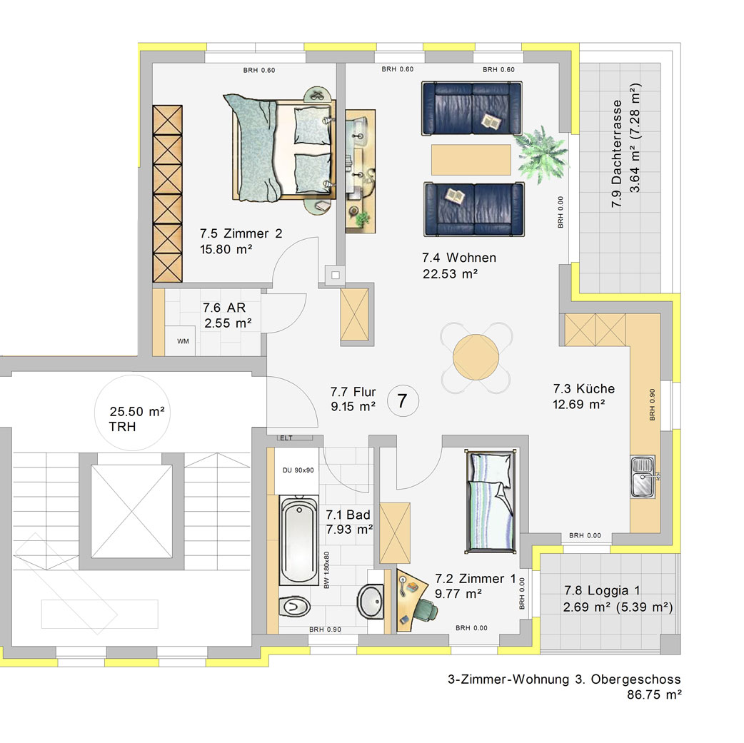3-Zimmer-Wohnung im 3.Obergeschoss (W7) - KLIA Wohnpark