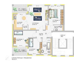 4-Zimmer-Wohnung im 2.Obergeschoss (W4)
