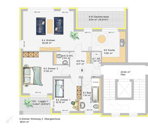 3-Zimmer-Wohnung im 3.Obergeschoss (W6)
