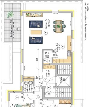 3-Zimmer-Wohnung im Dachgeschoss (W7) Wohnhaus 2